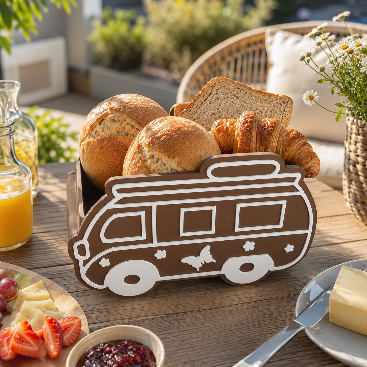 🏕️ Brötchenkorb „Campingliebe“ Wohnwagen • Wohnmobil • Campingbus Sommerzeit ist Urlaubszeit ☀️