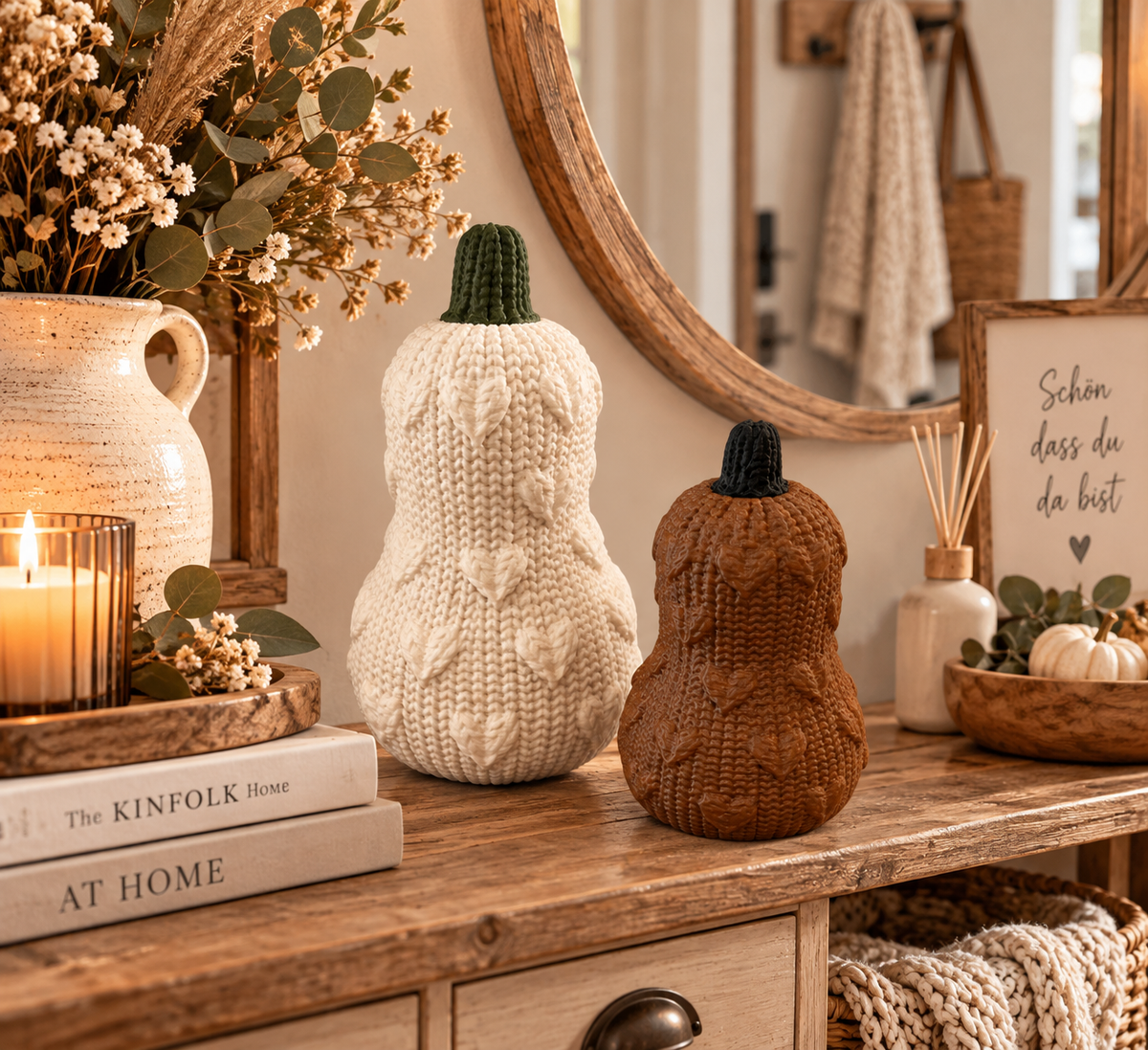 🧶🎃 KNITTY – Deko Kürbisse in Strickoptik | 2 Designs & 2 Größen