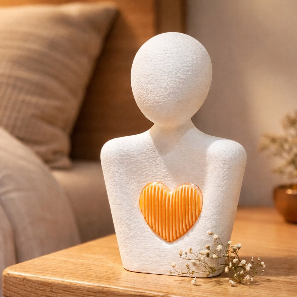 💛 Herzfigur – Dekostatue mit austauschbarem Herz 💛