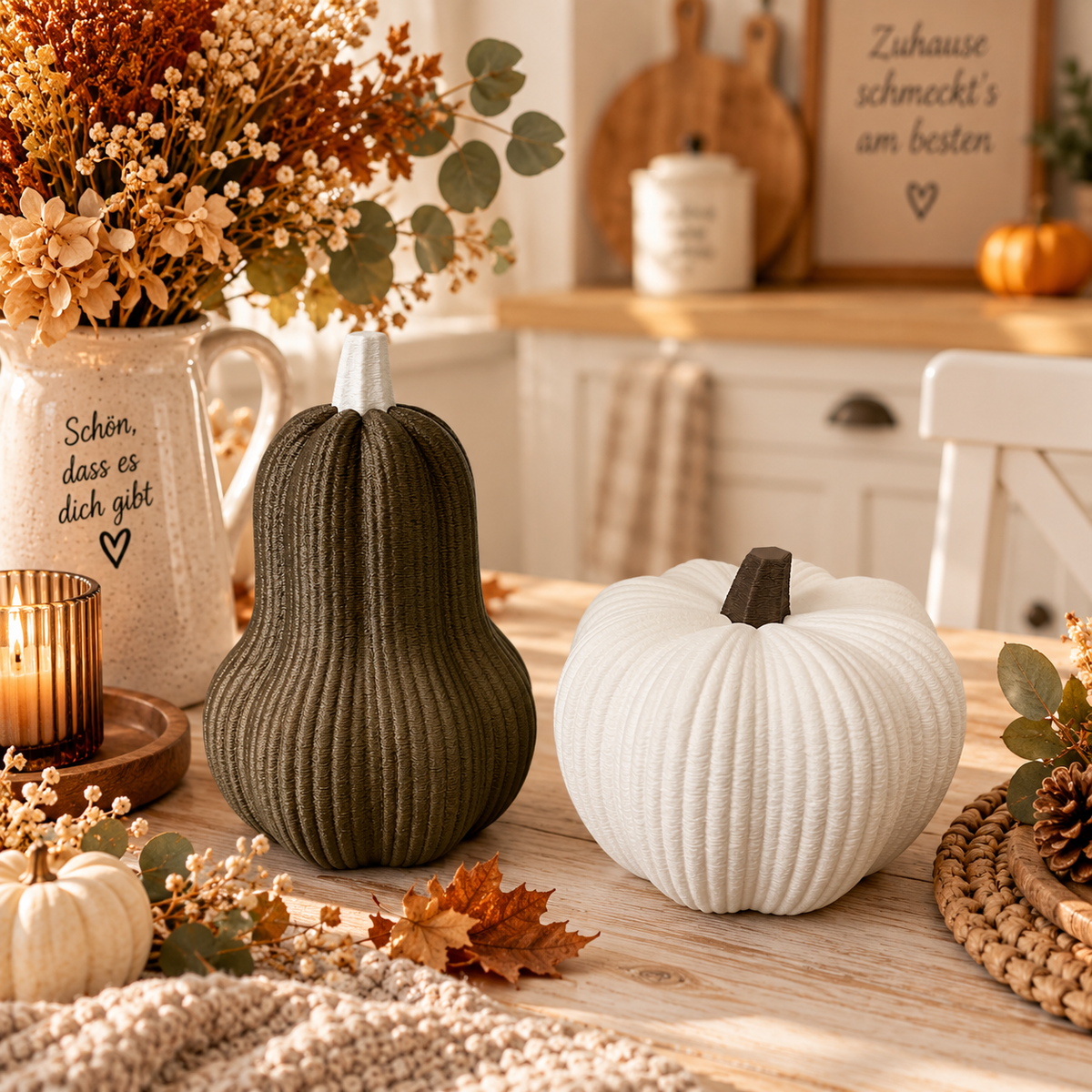 🎃 YUKI & AKI – Japandi Deko-Kürbisse | Herbstdeko in 2 Designs & Größen