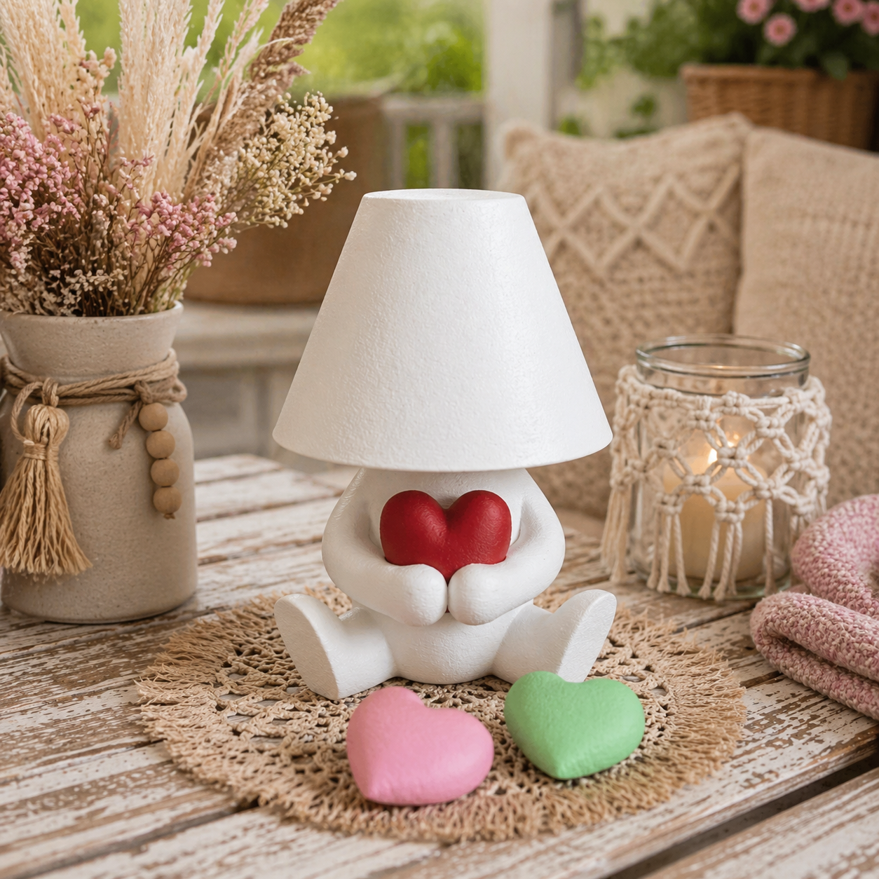 🧡 Loopy Lampe „Herz“ – Design Tischlampe | Boho Ambientelicht | LED & Akku Variante