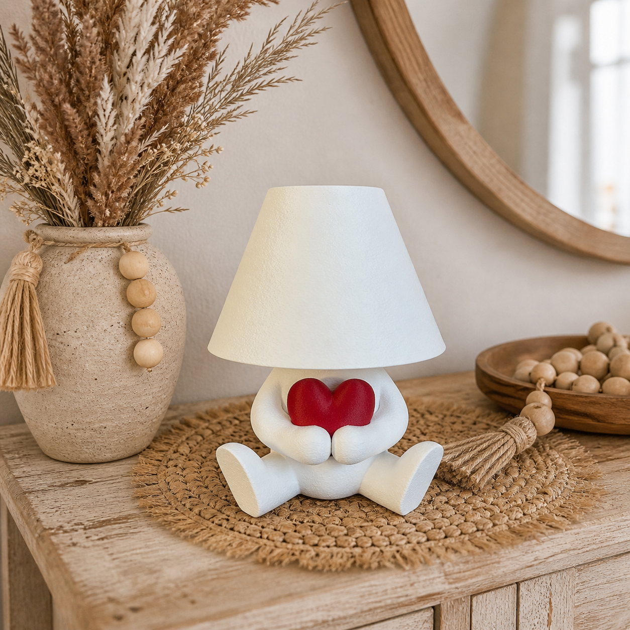 🧡 Loopy Lampe „Herz“ – Design Tischlampe | Boho Ambientelicht | LED & Akku Variante