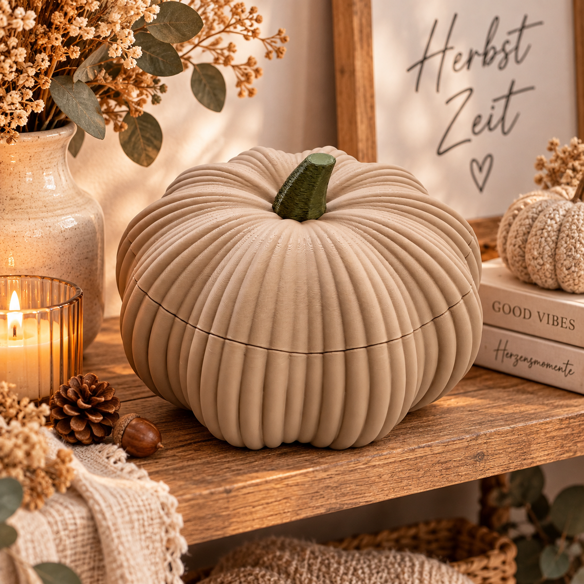 🎃 Kürbiszauber – Deko-Schale mit Deckel | Herbstdeko