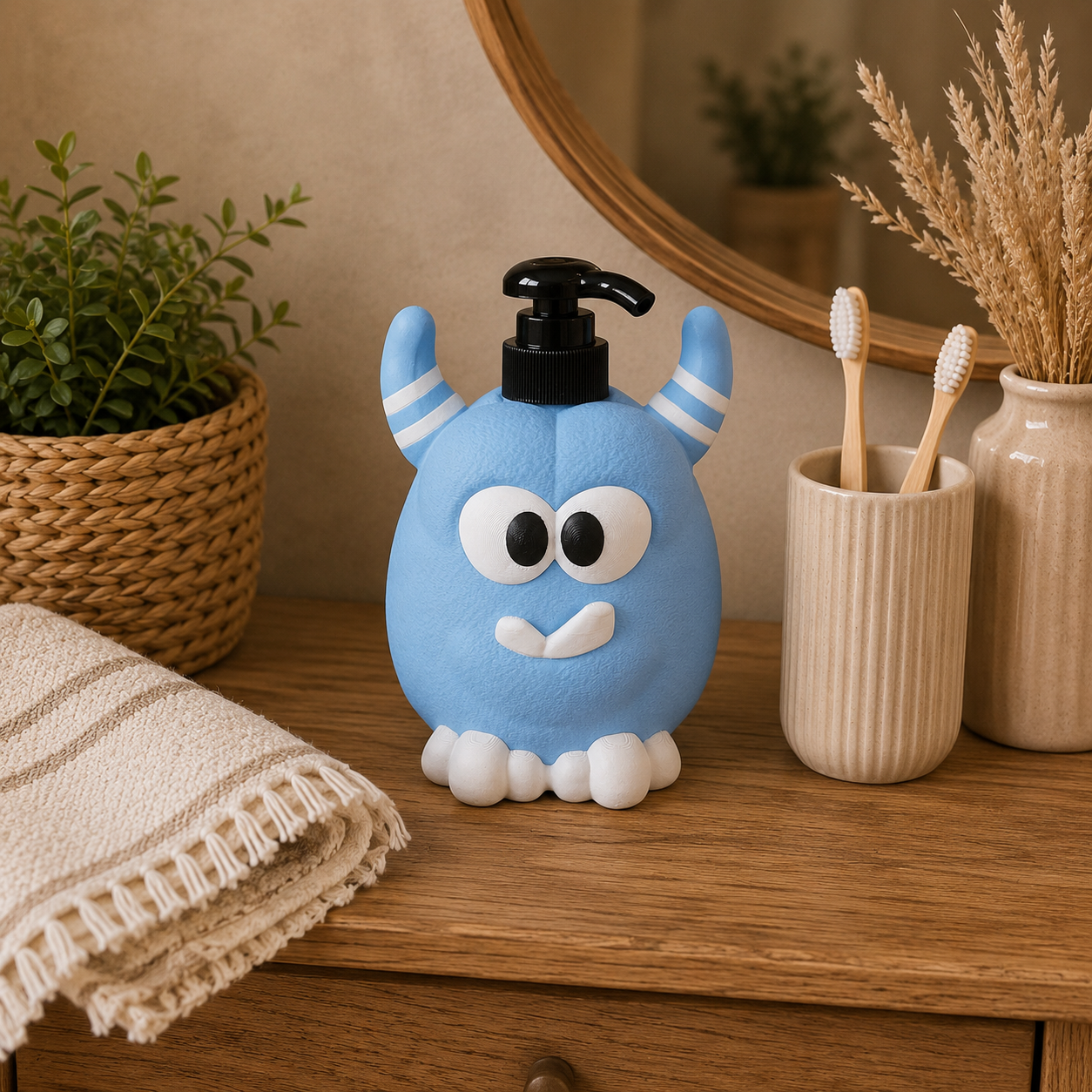 👾 MONSTI – Dein kleines Mutmachmonster ♥  Personalisierbarer 3D-Spender für Seife, Lotion, Sonnenmilch & mehr