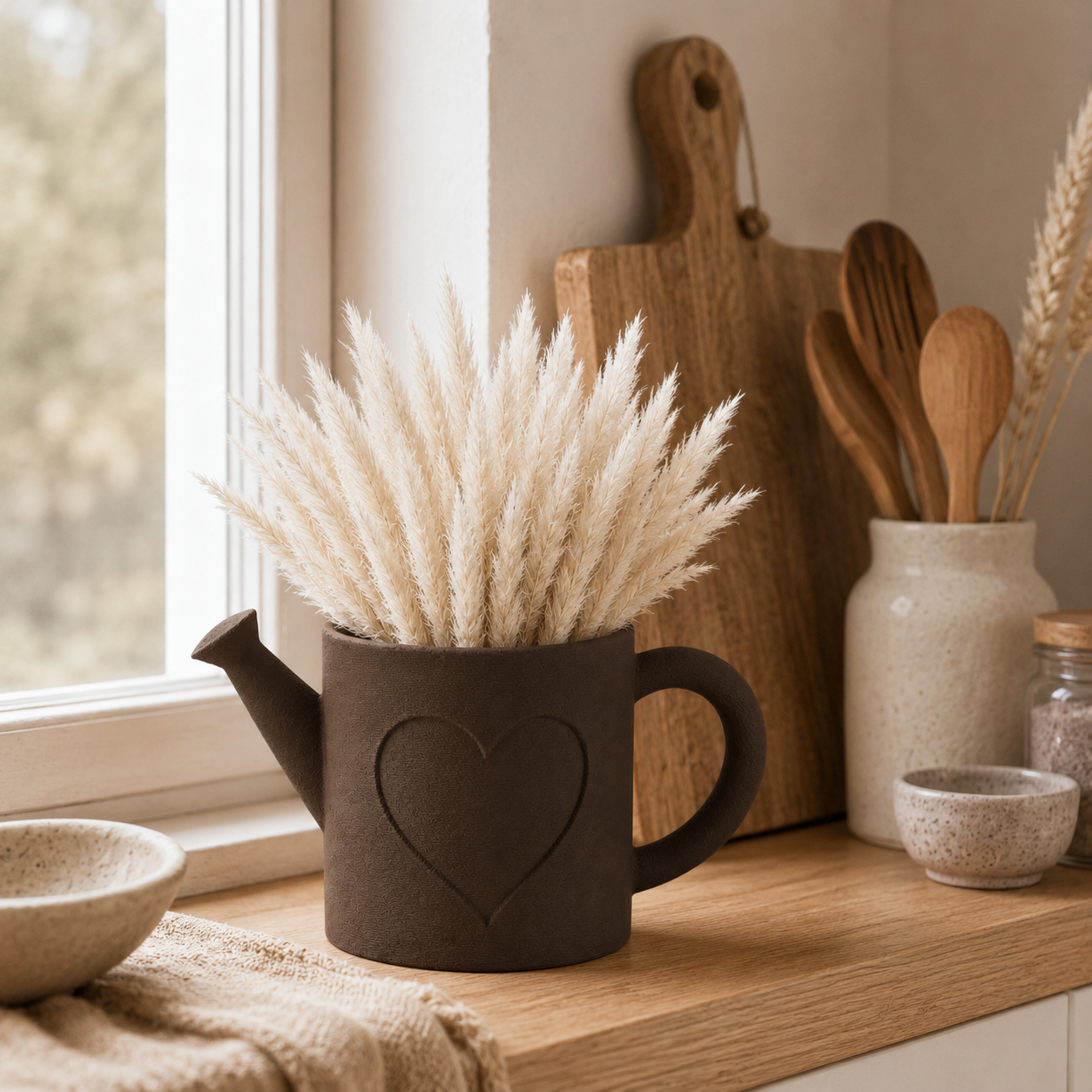 🌿 Dekorative Gießkanne mit Herz – stilvolle BOHO Deko mit Charme 🤍