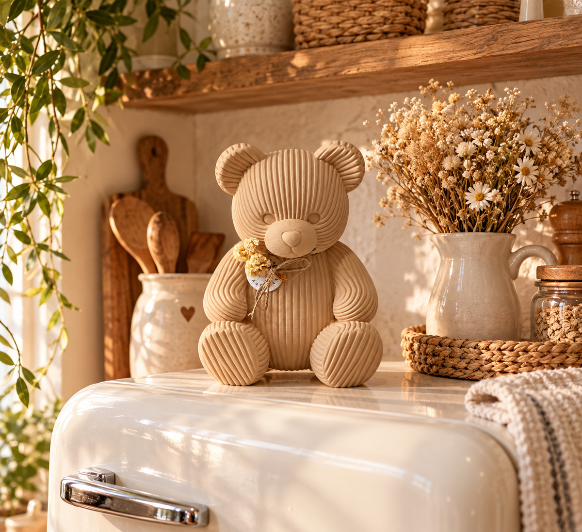 🧸 MILO – Japandi Deko-Teddybär | Liebevolle Design-Deko im 3D-Druck