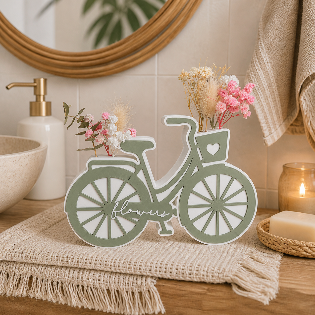 🌸 Blumenfahrrad „Flower“ – Deko mit Herz & Naturgefühl