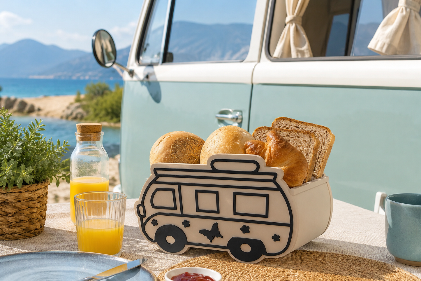 🏕️ Brötchenkorb „Campingliebe“  Wohnwagen • Wohnmobil • Campingbus  Sommerzeit ist Urlaubszeit ☀️