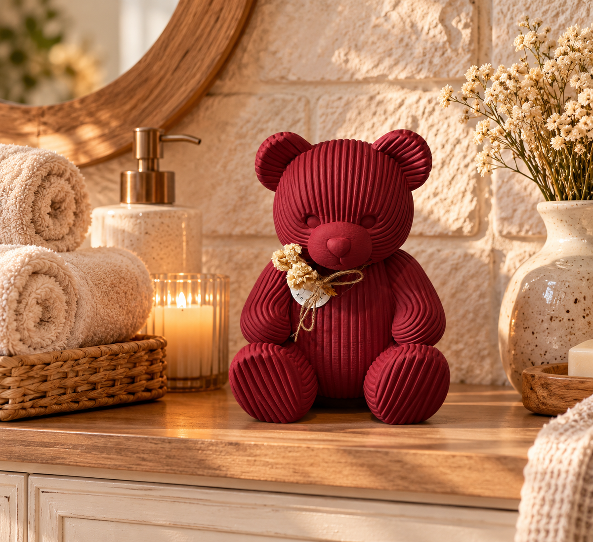 🧸 MILO – Japandi Deko-Teddybär | Liebevolle Design-Deko im 3D-Druck