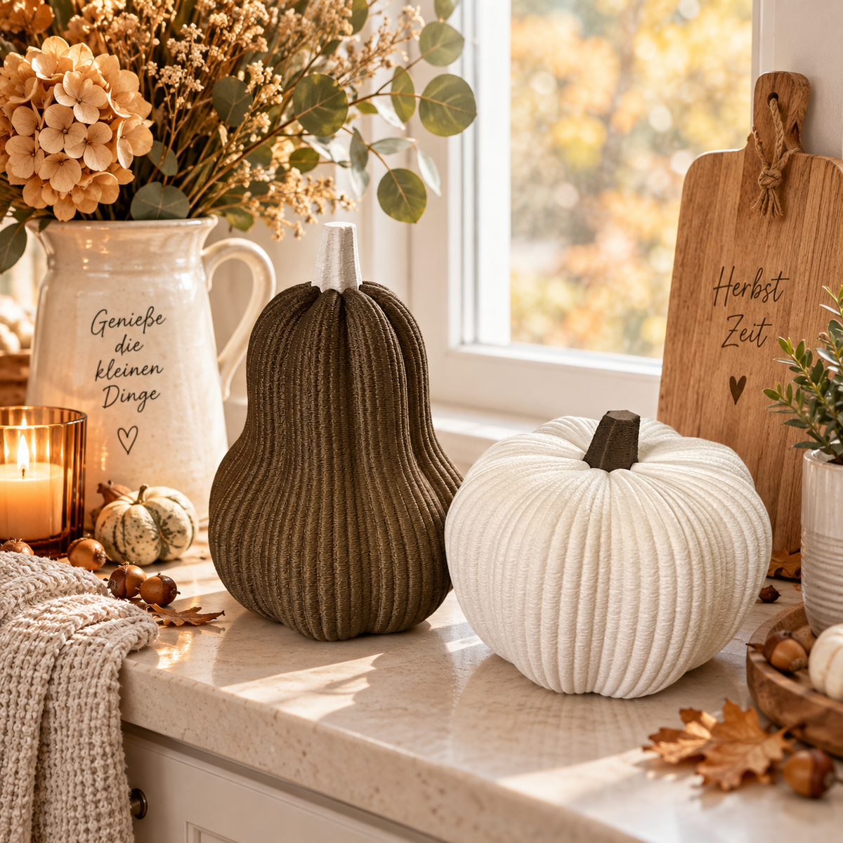 🎃 YUKI & AKI – Japandi Deko-Kürbisse | Herbstdeko in 2 Designs & Größen