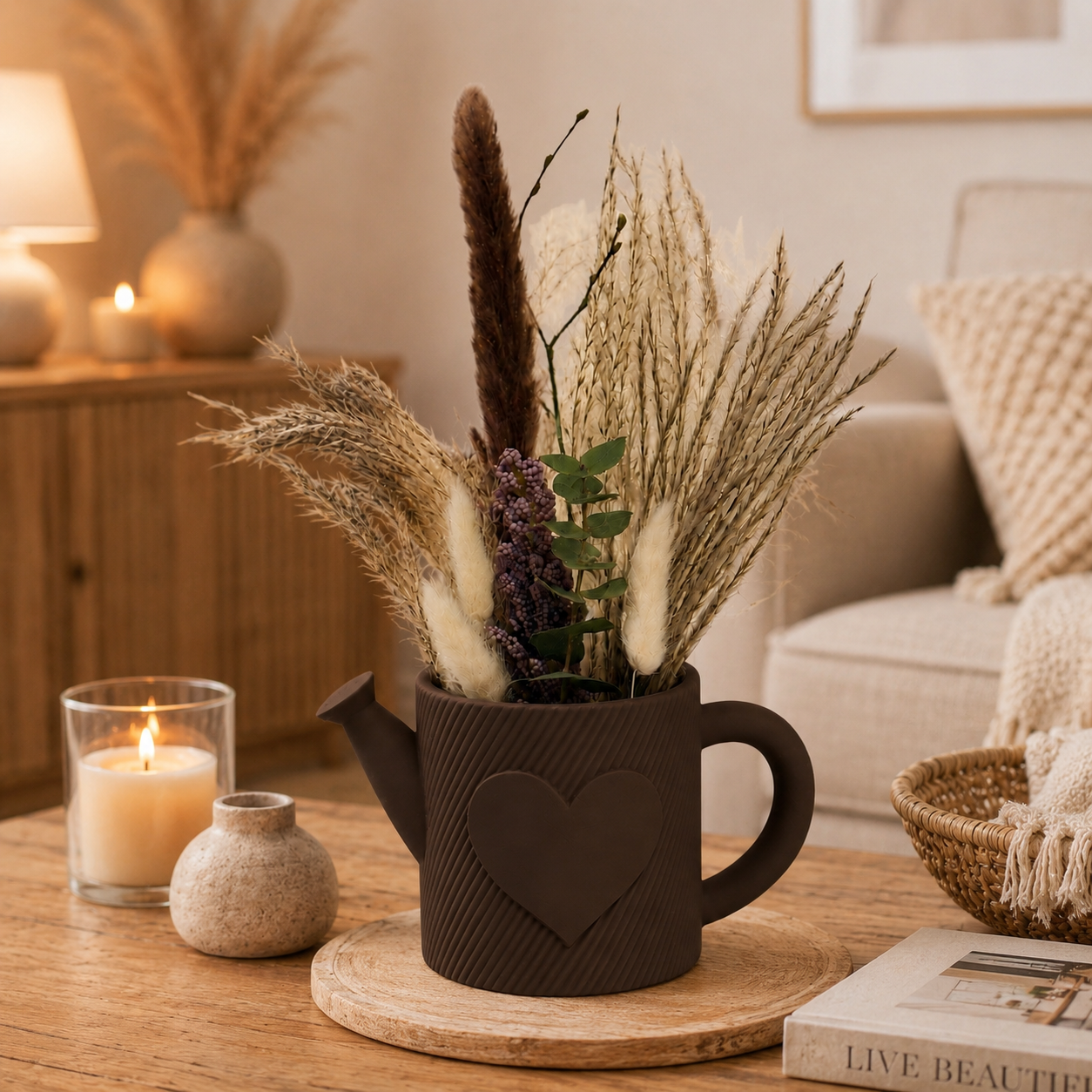 🌿 Dekorative Gießkanne mit Herz – stilvolle BOHO Deko mit Charme 🤍