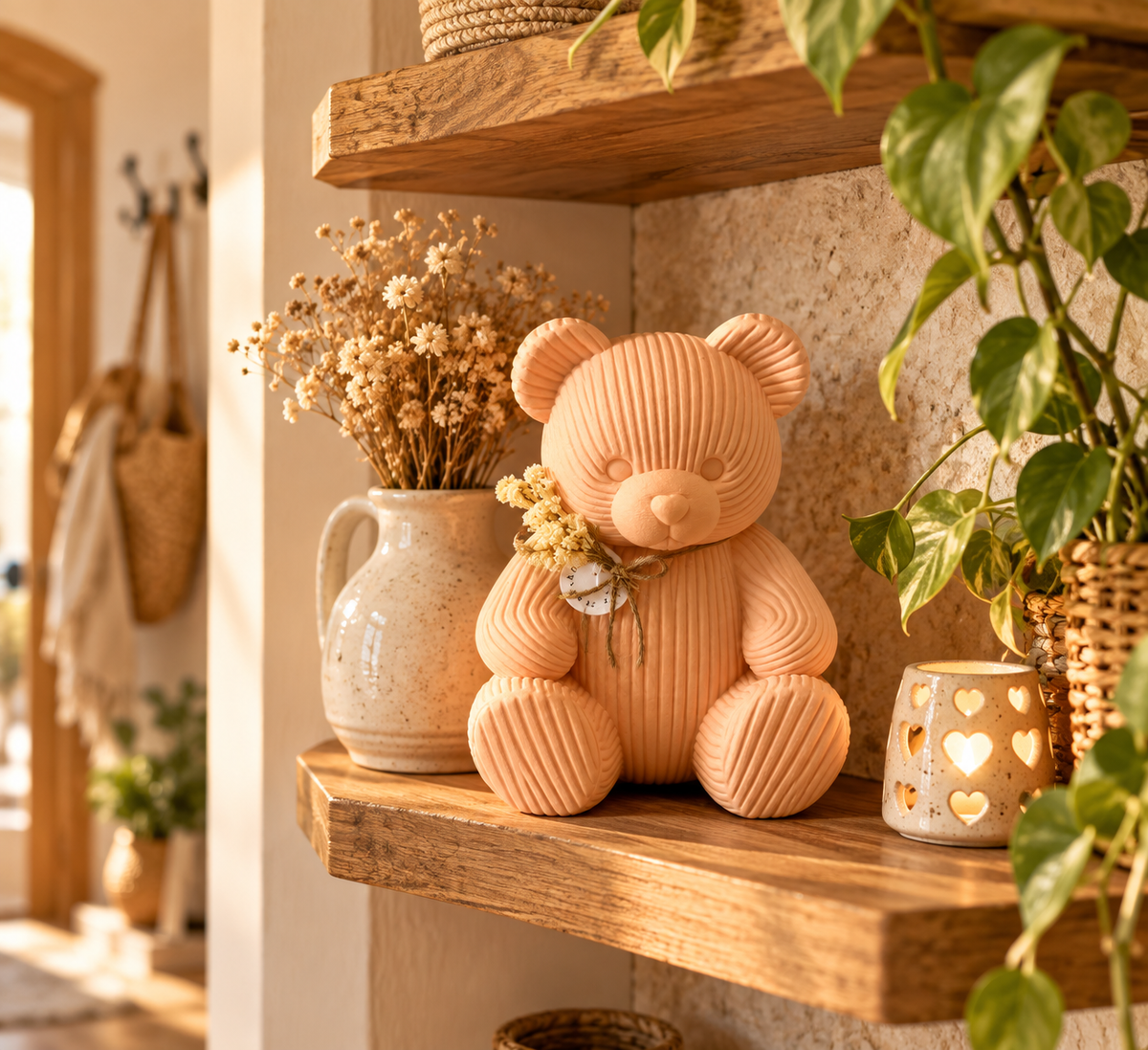 🧸 MILO – Japandi Deko-Teddybär | Liebevolle Design-Deko im 3D-Druck