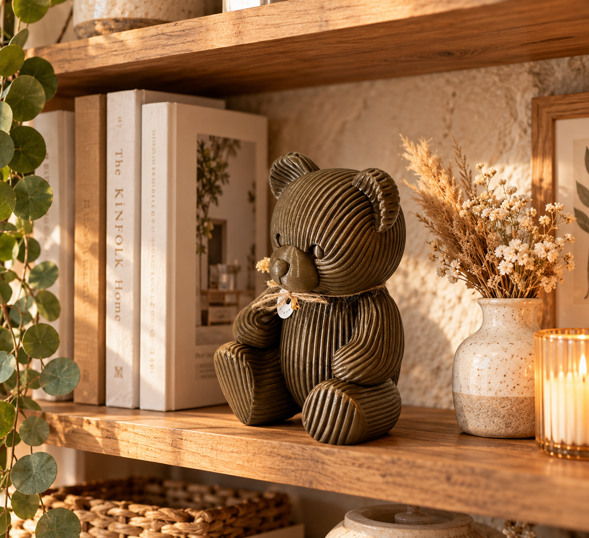🧸 MILO – Japandi Deko-Teddybär | Liebevolle Design-Deko im 3D-Druck