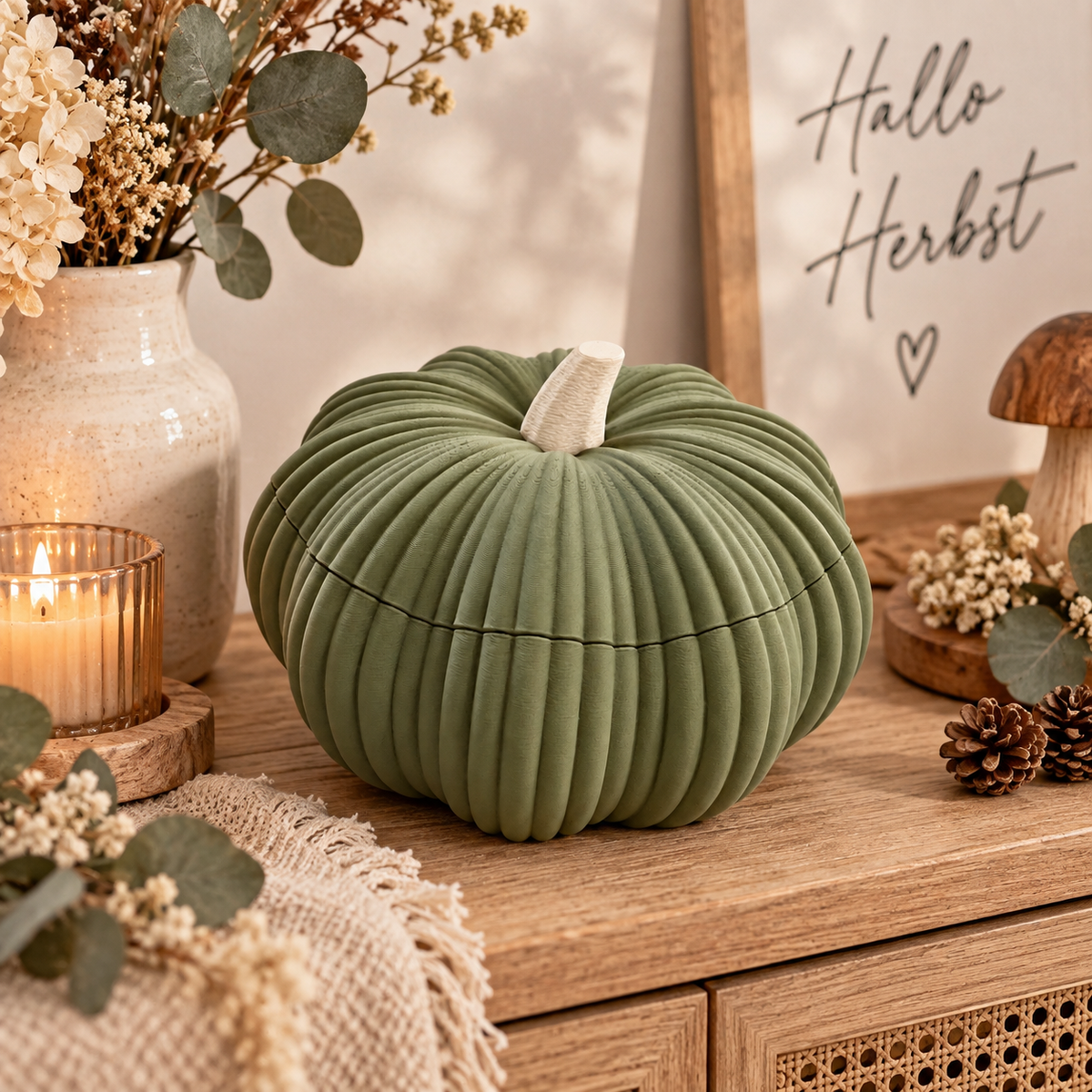 🎃 Kürbiszauber – Deko-Schale mit Deckel | Herbstdeko