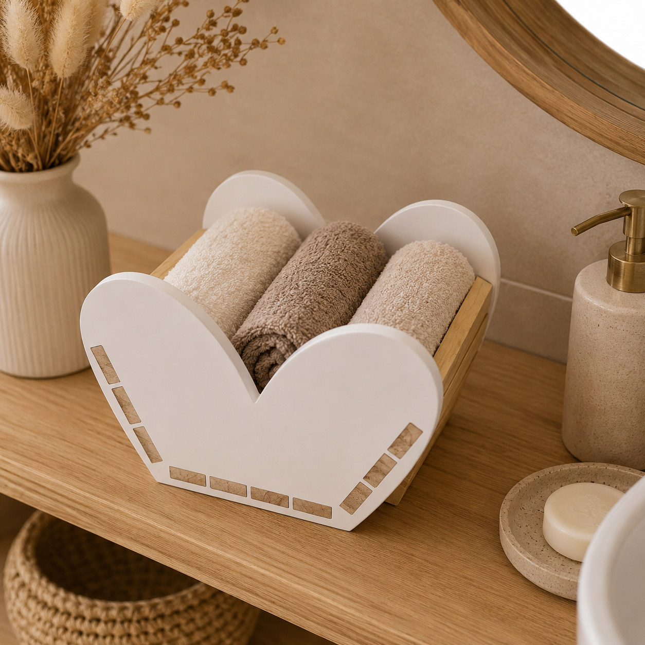 💚 „Klötzchenkorb“ Herz – Natur & Holz trifft exklusiven 3D Druck