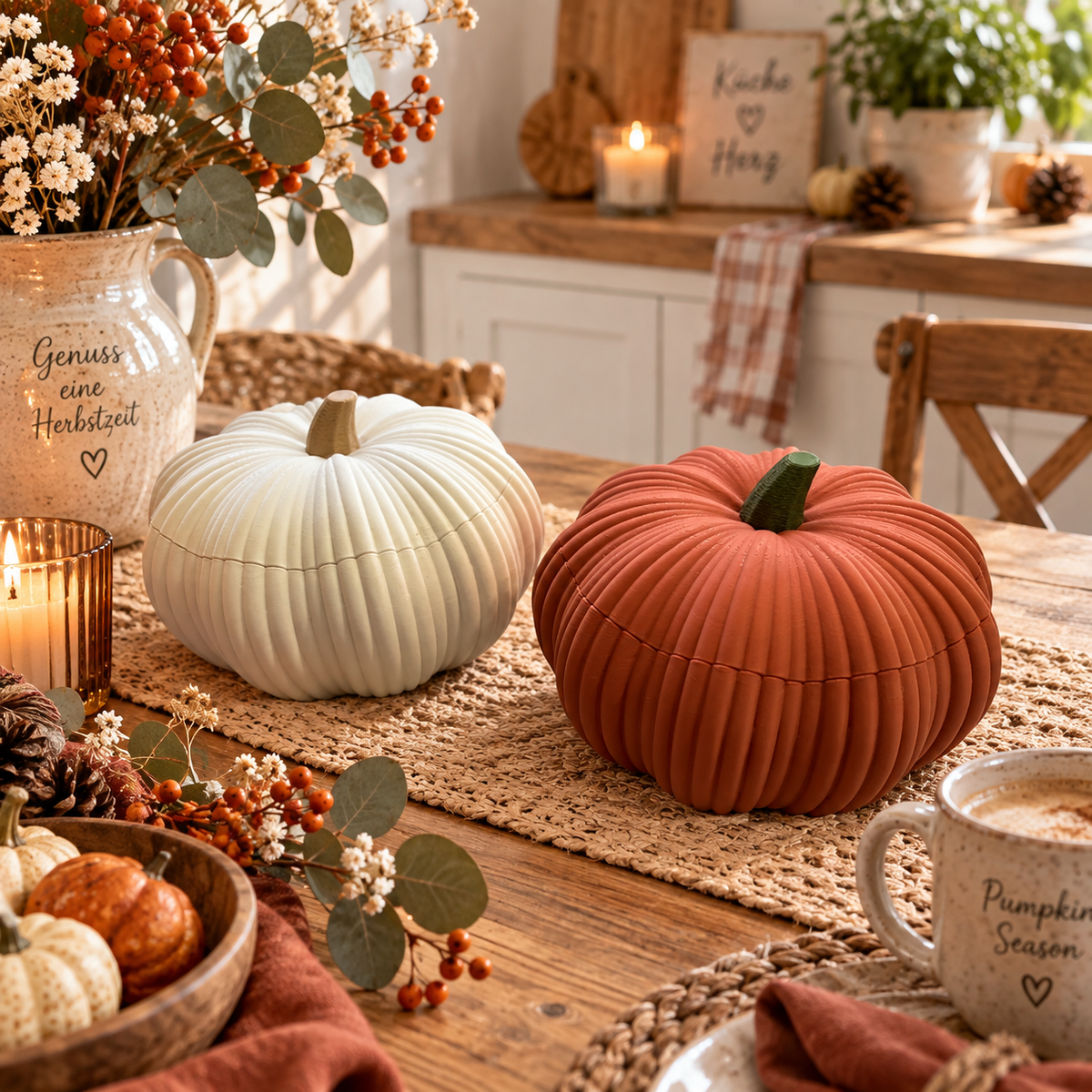 🎃 Kürbiszauber – Deko-Schale mit Deckel | Herbstdeko