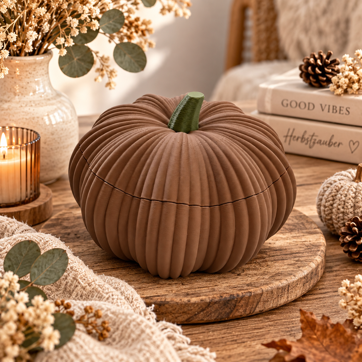 🎃 Kürbiszauber – Deko-Schale mit Deckel | Herbstdeko