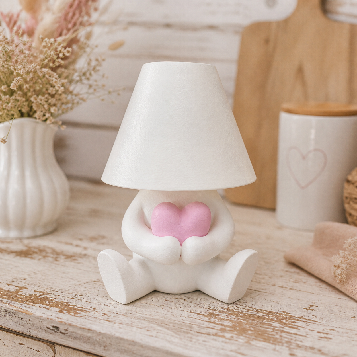 🧡 Loopy Lampe „Herz“ – Design Tischlampe | Boho Ambientelicht | LED & Akku Variante