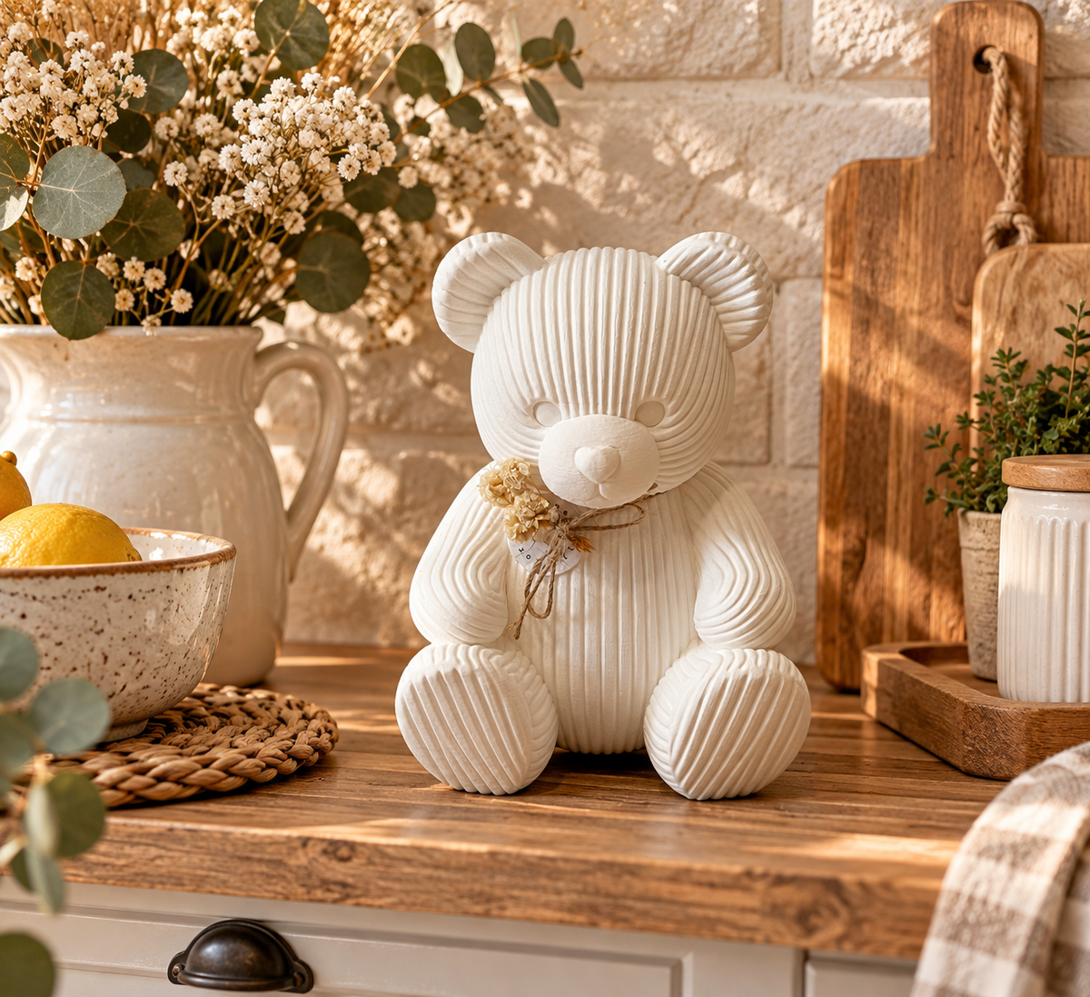 🧸 MILO – Japandi Deko-Teddybär | Liebevolle Design-Deko im 3D-Druck