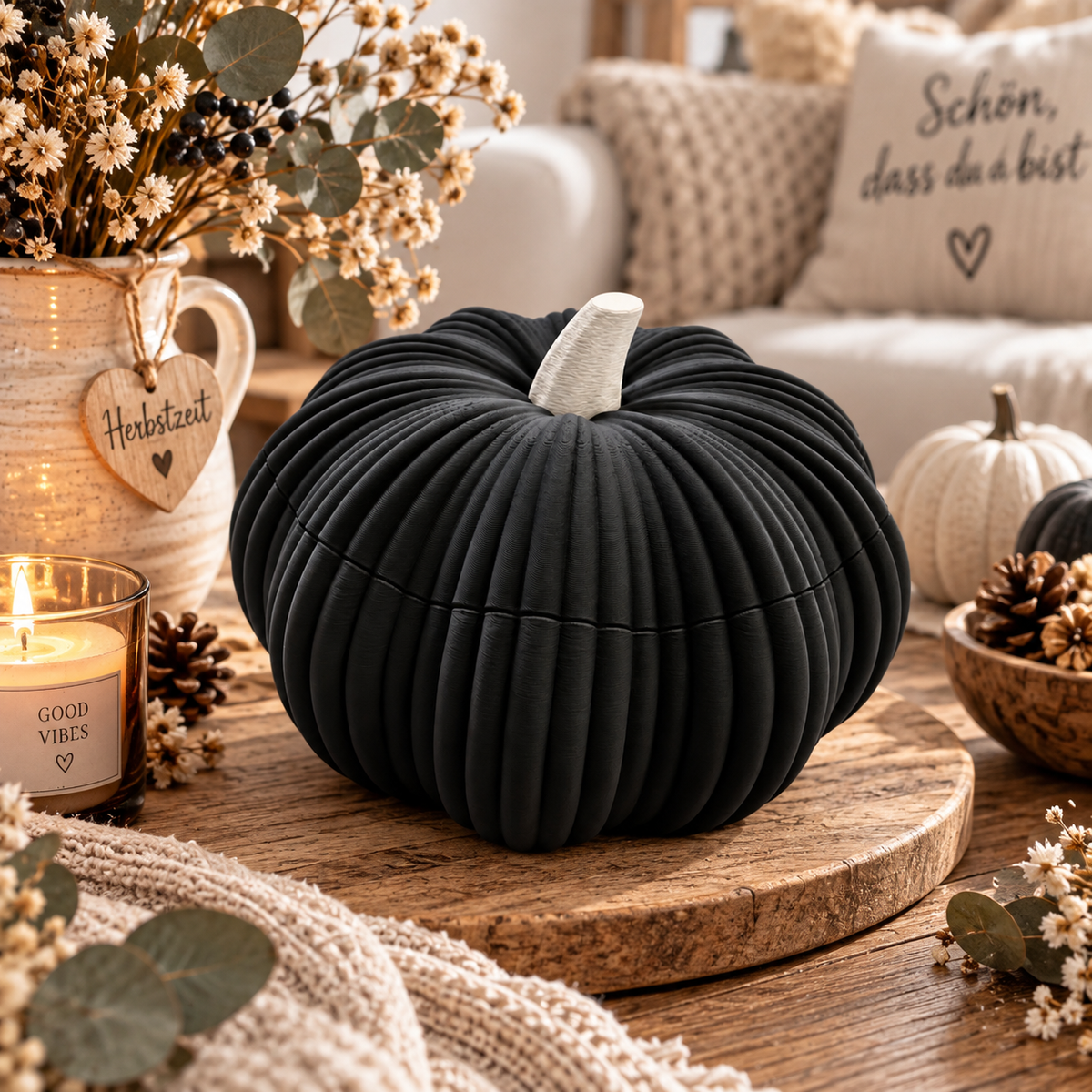 🎃 Kürbiszauber – Deko-Schale mit Deckel | Herbstdeko