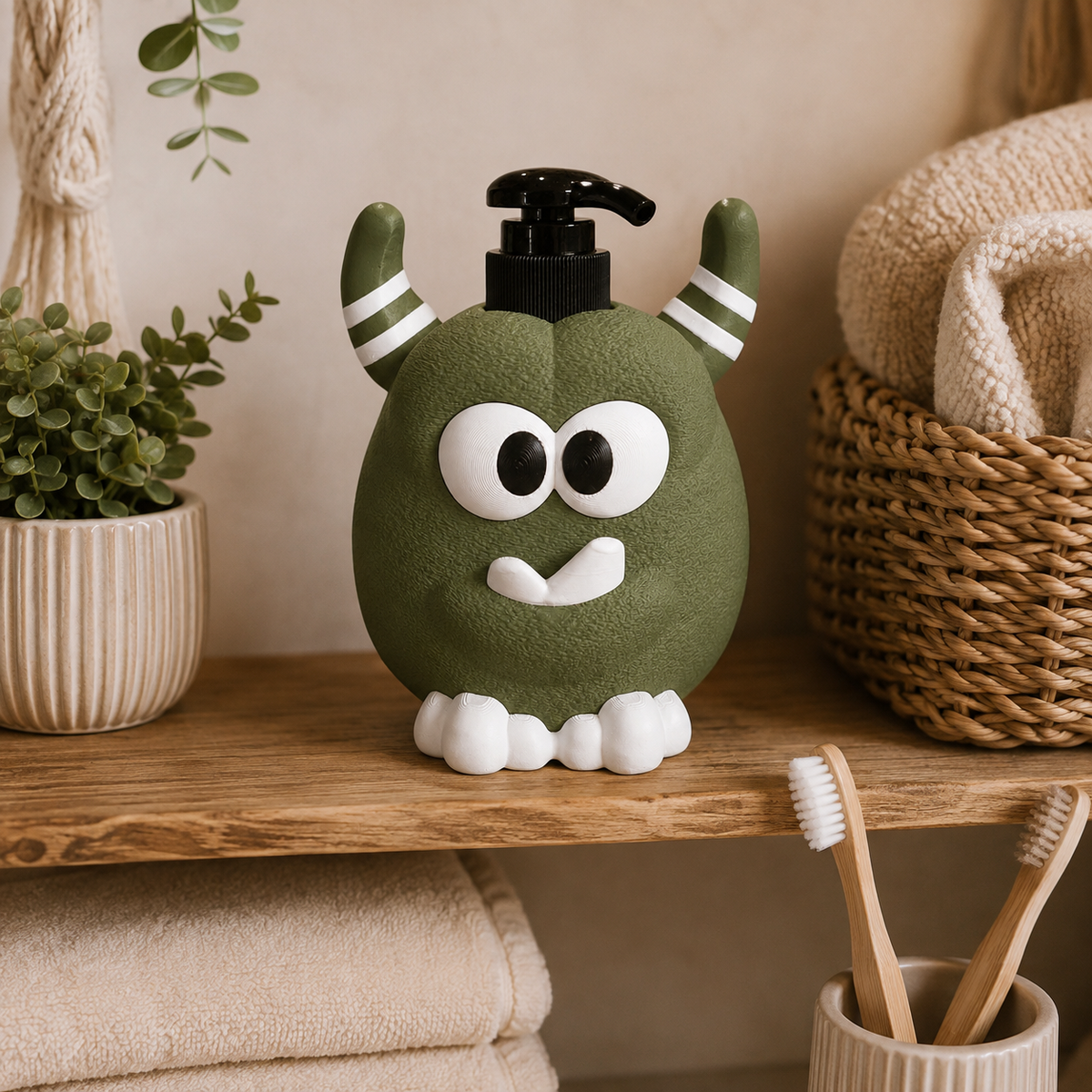 👾 MONSTI – Dein kleines Mutmachmonster ♥  Personalisierbarer 3D-Spender für Seife, Lotion, Sonnenmilch & mehr