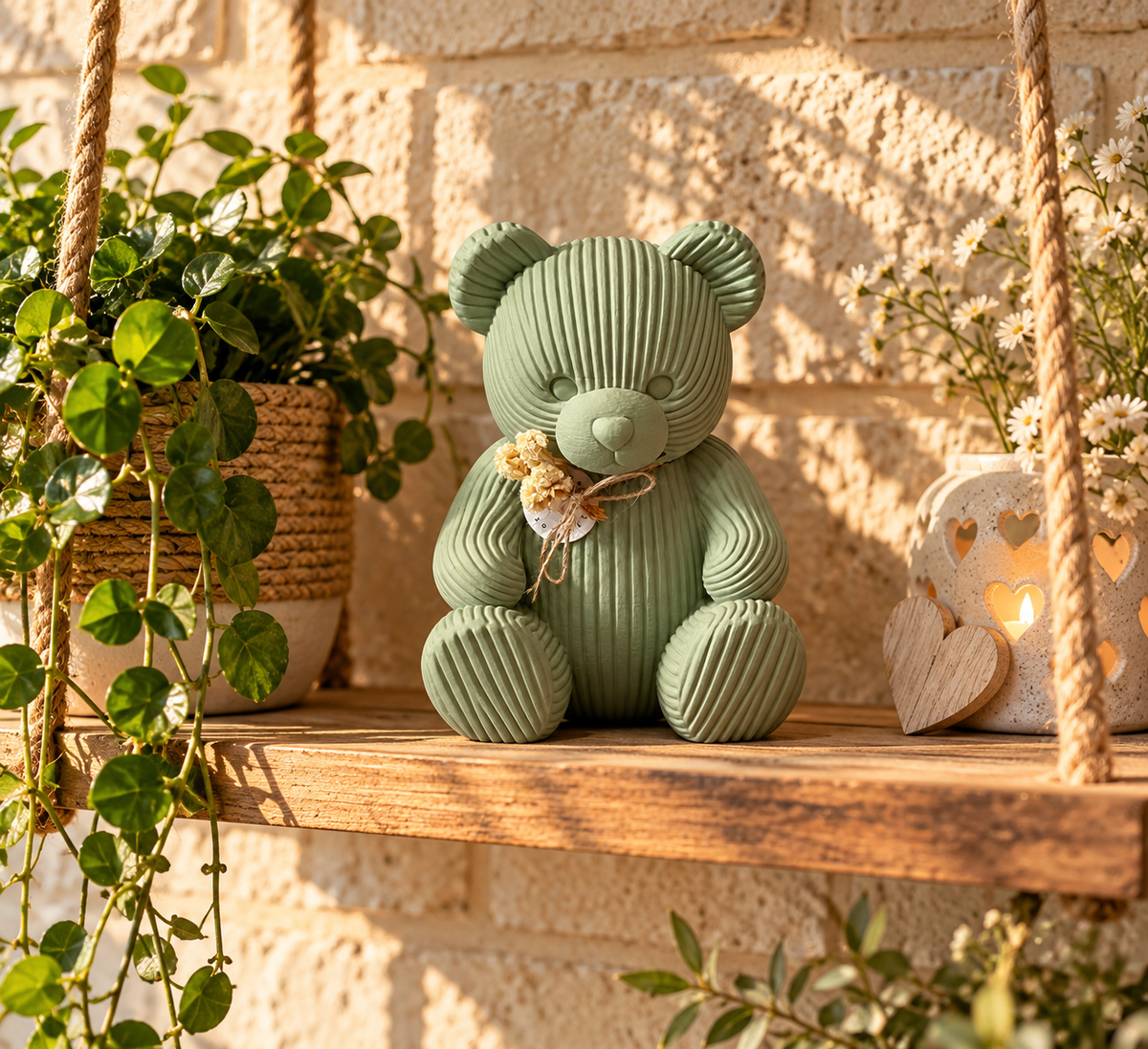 🧸 MILO – Japandi Deko-Teddybär | Liebevolle Design-Deko im 3D-Druck