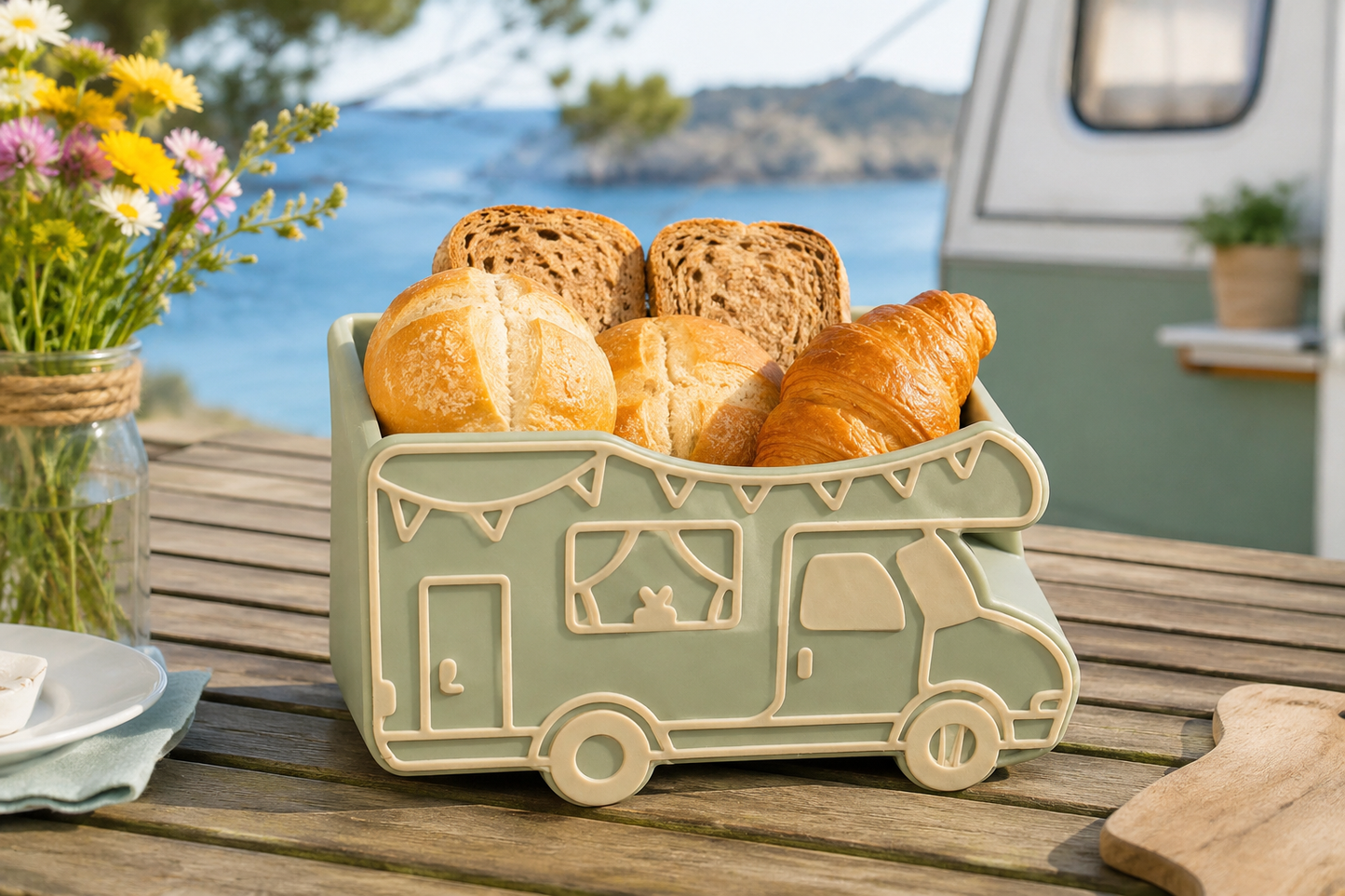 🏕️ Brötchenkorb „Campingliebe“  Wohnwagen • Wohnmobil • Campingbus  Sommerzeit ist Urlaubszeit ☀️