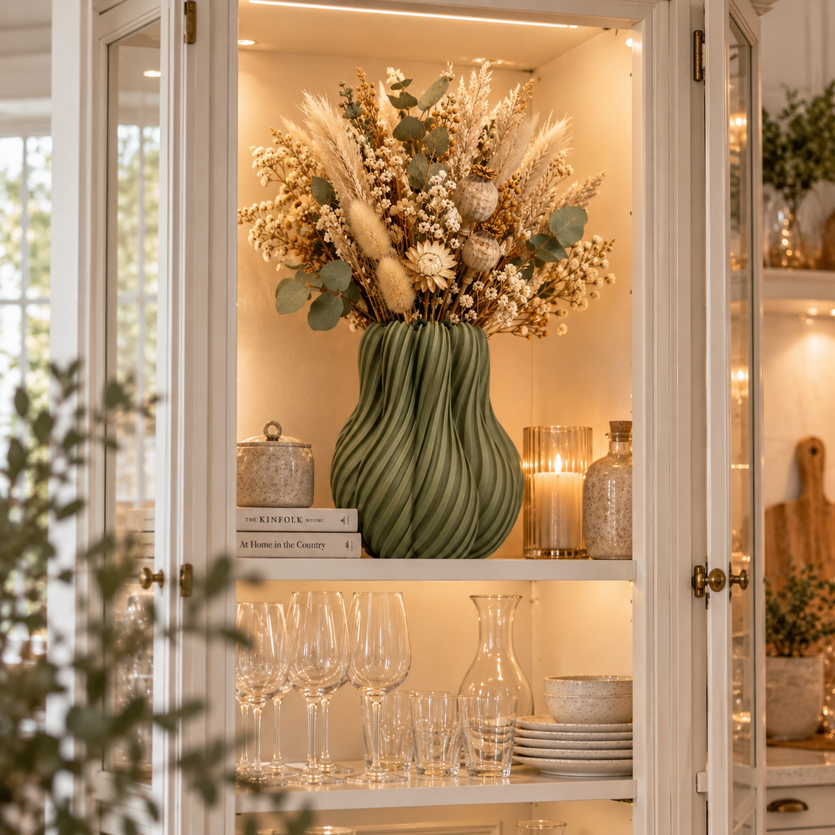 🌾 KAYA – Design-Vase im Kürbislook | Vase für Trockenblumen im Japandi-Stil