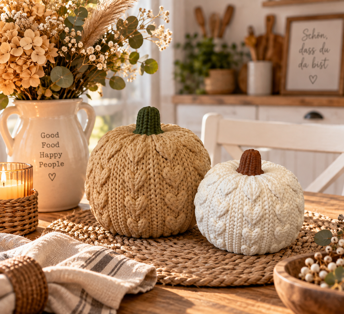 🧶🎃 KNITTY – Deko Kürbisse in Strickoptik | 2 Designs & 2 Größen