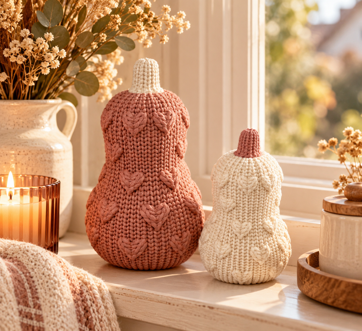 🧶🎃 KNITTY – Deko Kürbisse in Strickoptik | 2 Designs & 2 Größen