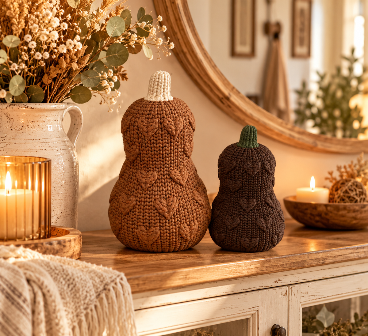 🧶🎃 KNITTY – Deko Kürbisse in Strickoptik | 2 Designs & 2 Größen
