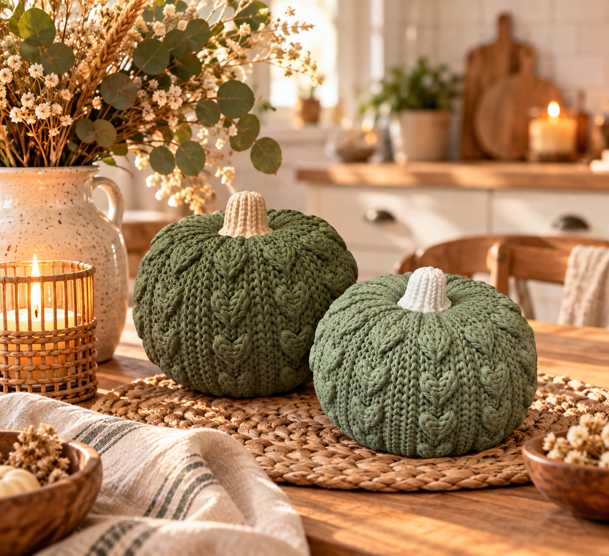 🧶🎃 KNITTY – Deko Kürbisse in Strickoptik | 2 Designs & 2 Größen