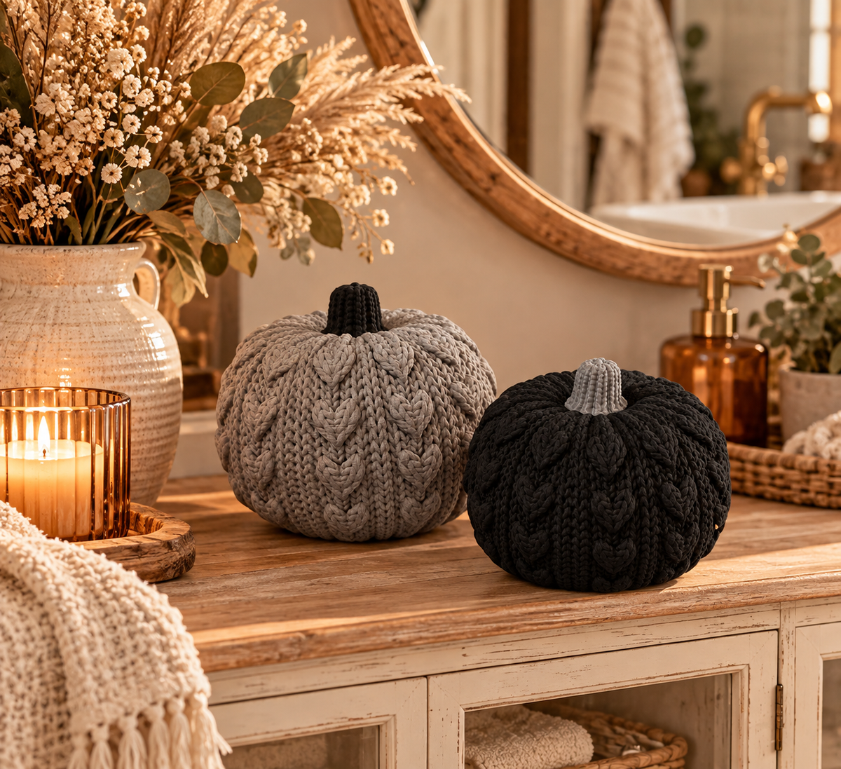 🧶🎃 KNITTY – Deko Kürbisse in Strickoptik | 2 Designs & 2 Größen