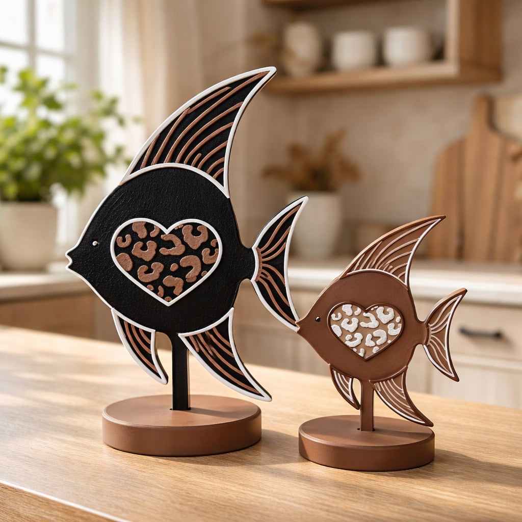 🐠 Leopard-Herz-Fisch – Deko im Set