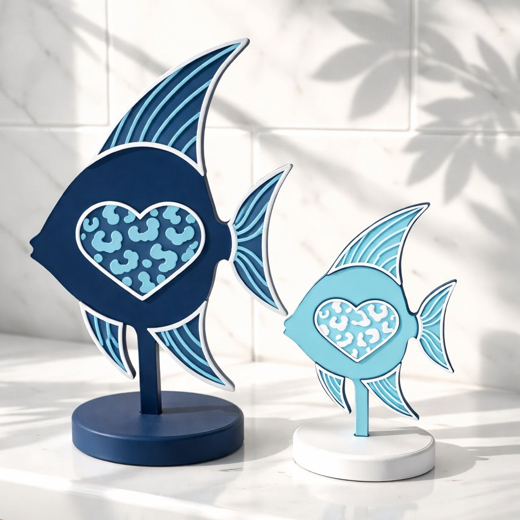 🐠 Leopard-Herz-Fisch – Deko im Set