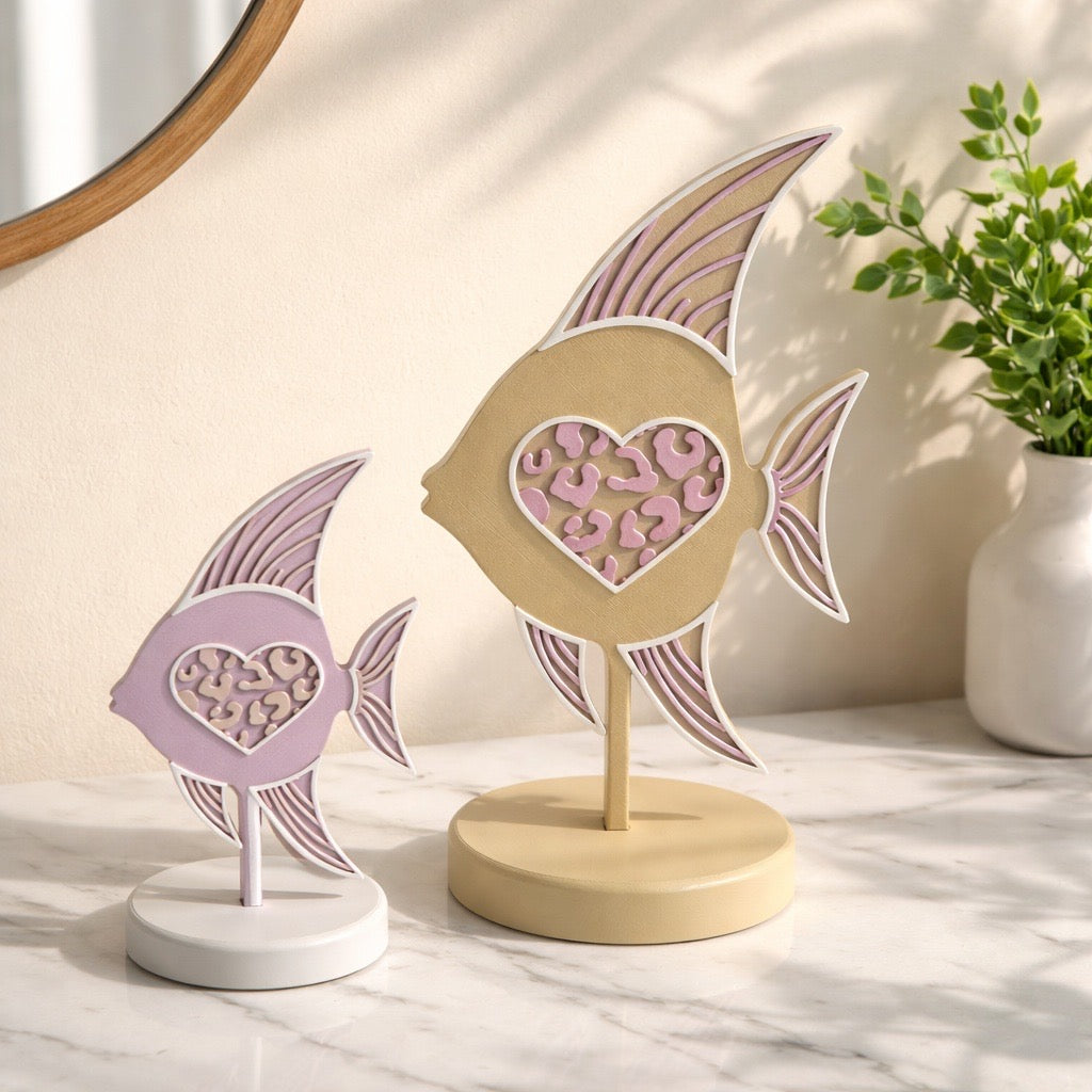 🐠 Leopard-Herz-Fisch – Deko im Set