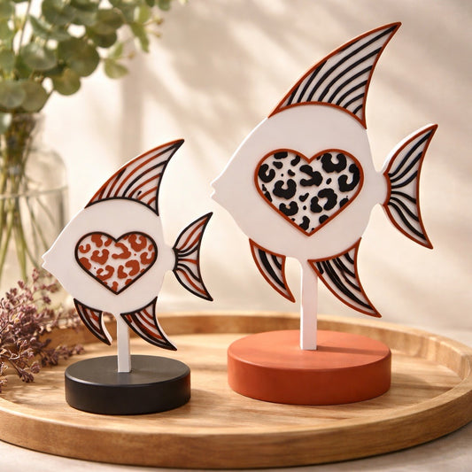 🐠 Leopard-Herz-Fisch – Deko im Set
