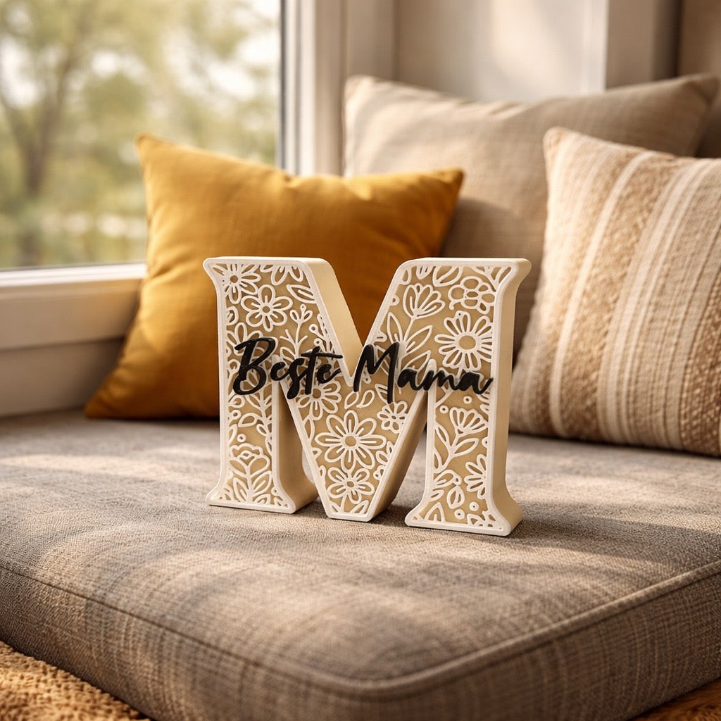 💛 „Beste Mama“ – florale Dekostatue 💛