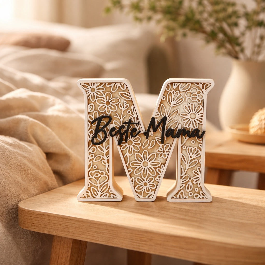 💛 „Beste Mama“ – florale Dekostatue 💛