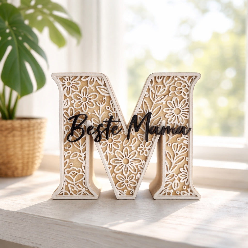 💛 „Beste Mama“ – florale Dekostatue 💛