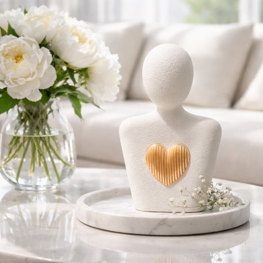 💛 Herzfigur – Dekostatue mit austauschbarem Herz 💛