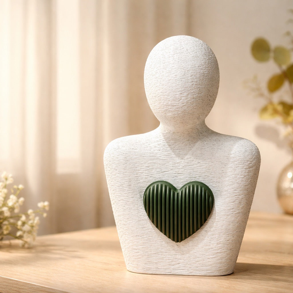 💛 Herzfigur – Dekostatue mit austauschbarem Herz 💛