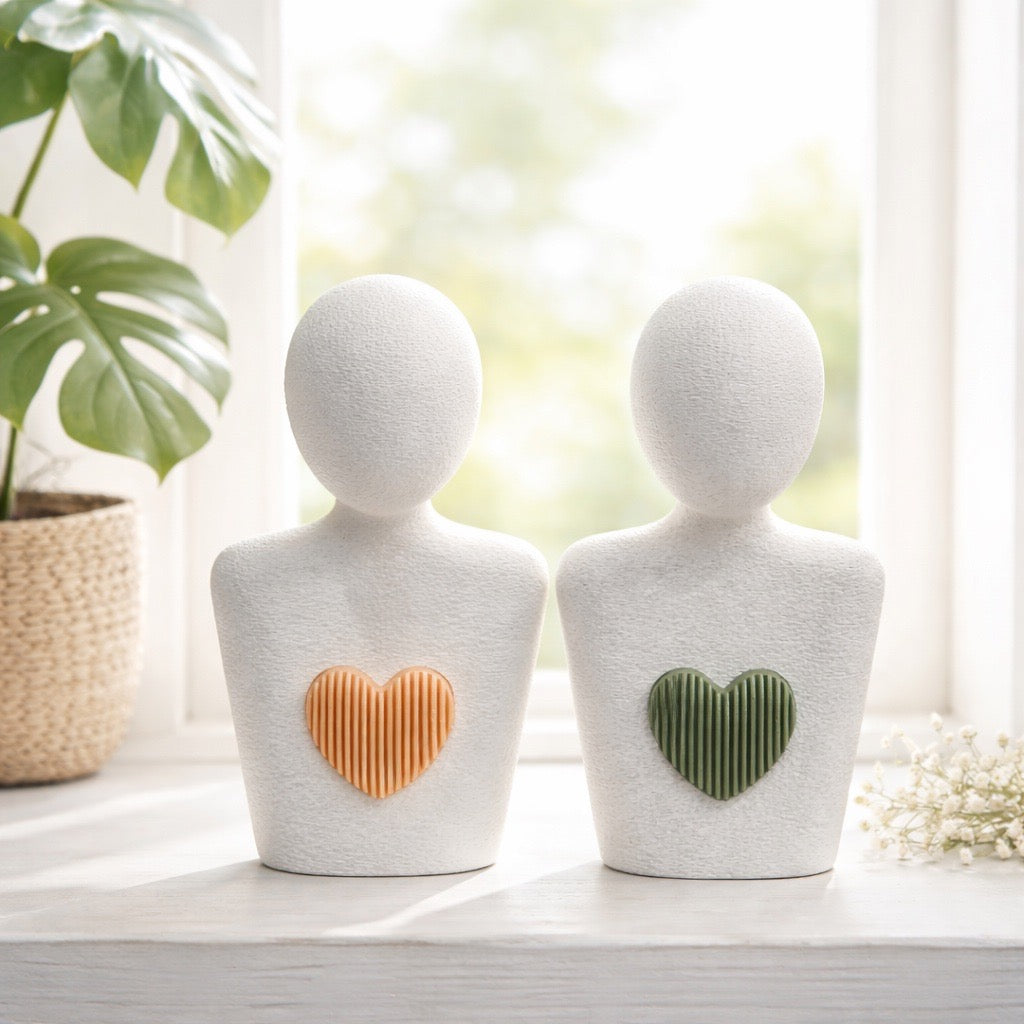 💛 Herzfigur – Dekostatue mit austauschbarem Herz 💛