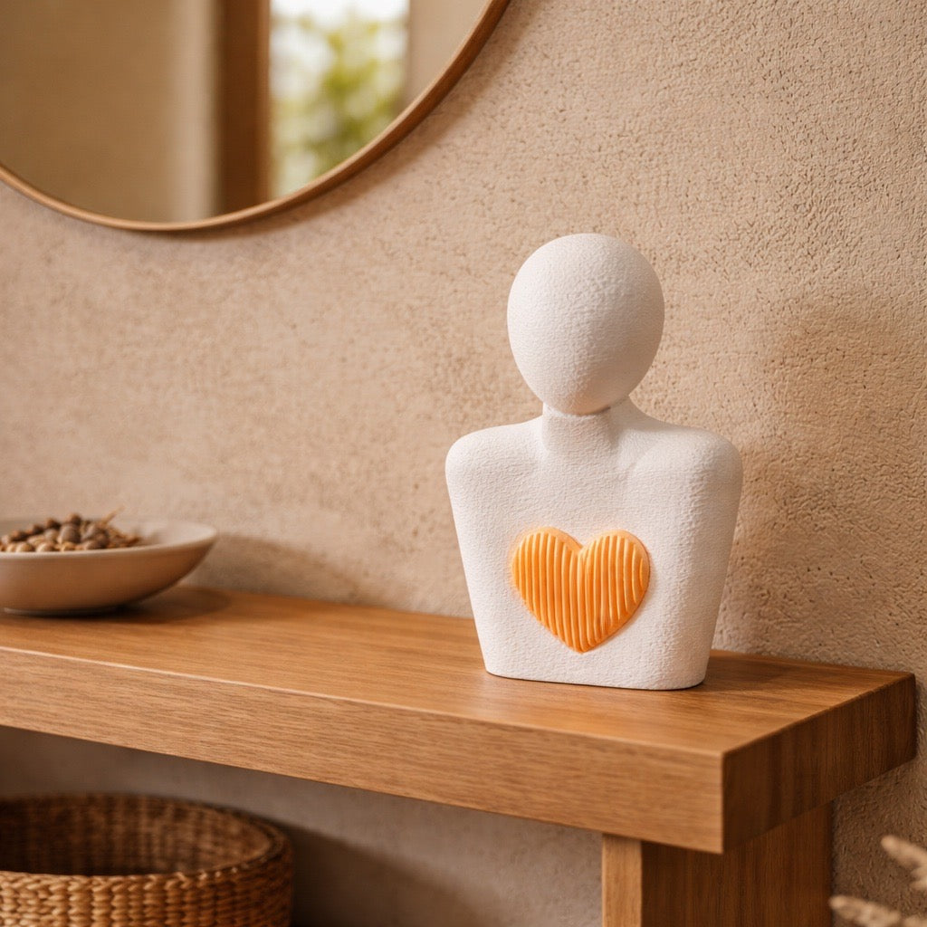💛 Herzfigur – Dekostatue mit austauschbarem Herz 💛