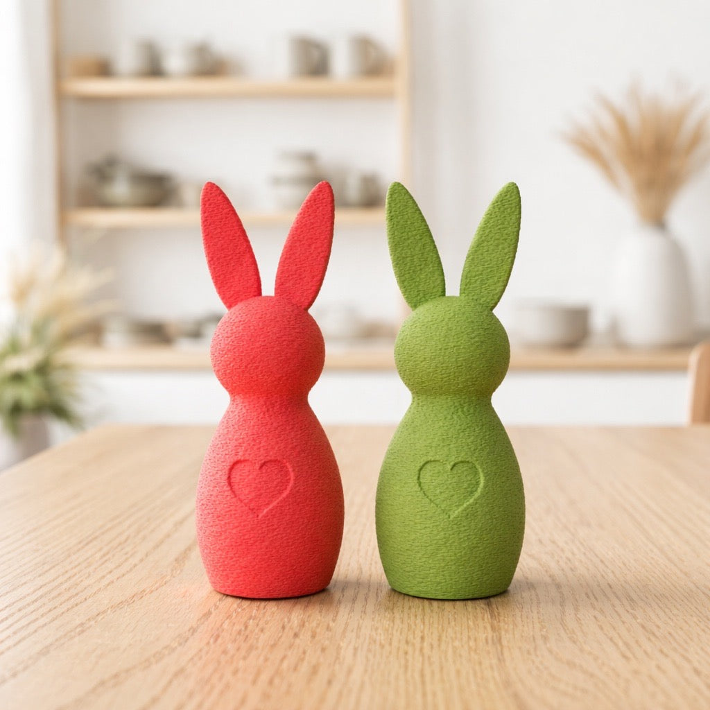 🐰 Moderne Osterhasendeko im „Fuzzy“ Look mit Herz 🐰