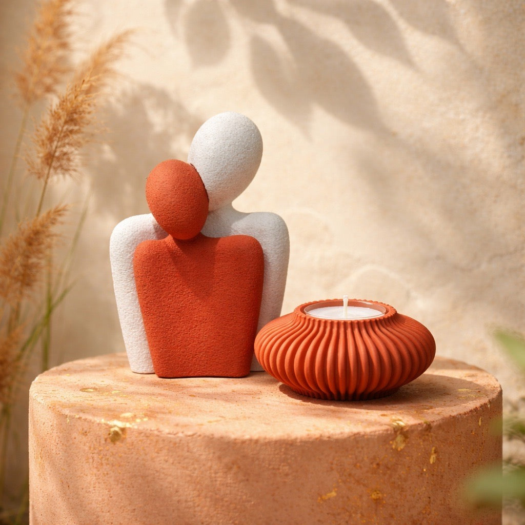 🤍 Statue Liebespaar & Teelicht – moderne Harmonie für dein Zuhause 🤍
