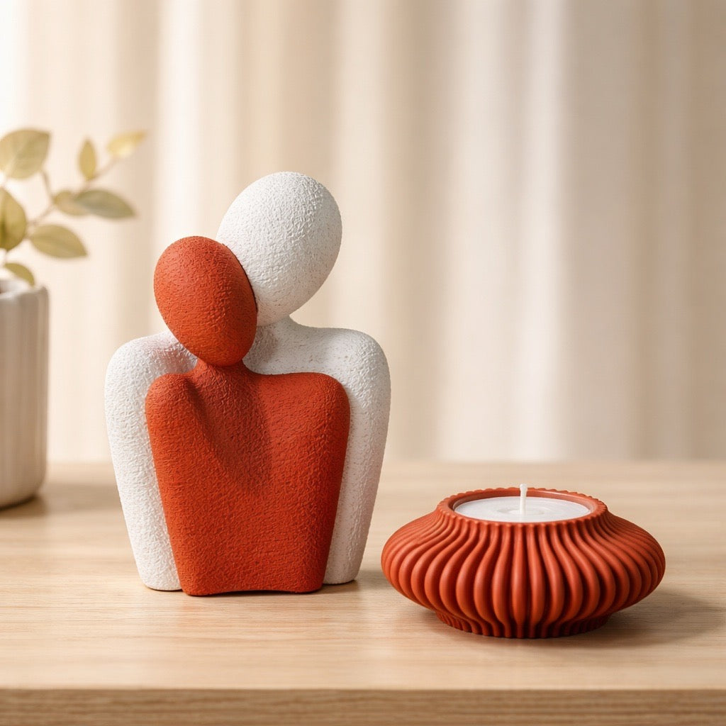 🤍 Statue Liebespaar & Teelicht – moderne Harmonie für dein Zuhause 🤍