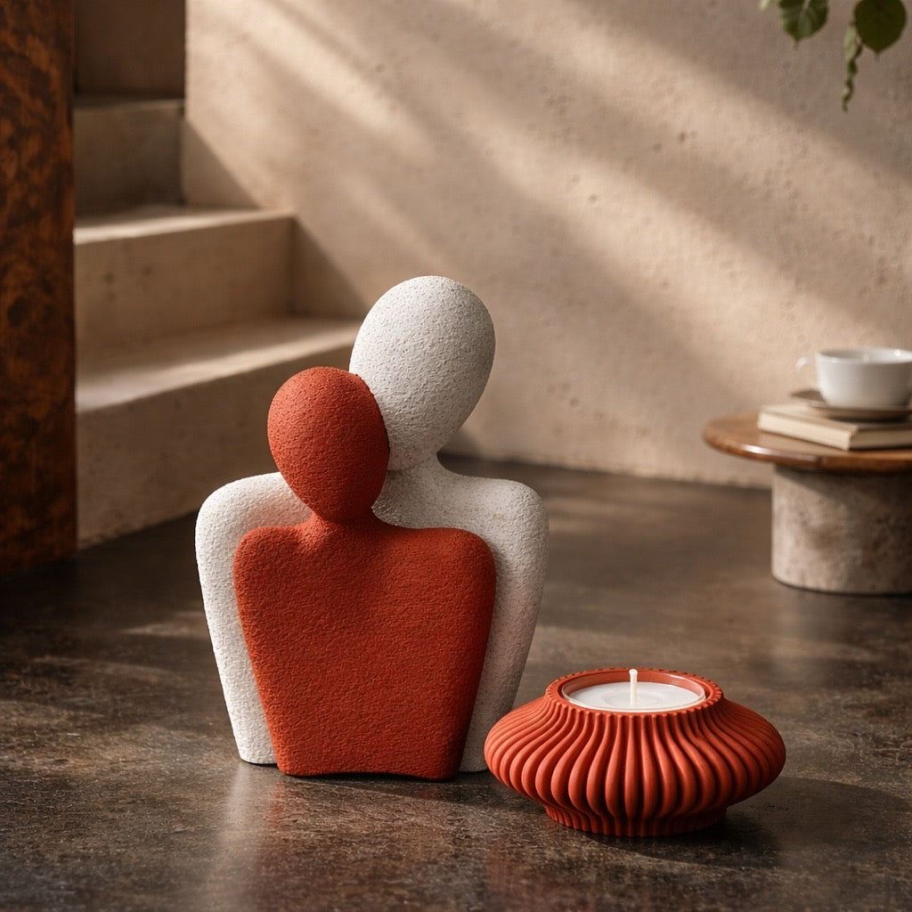 🤍 Statue Liebespaar & Teelicht – moderne Harmonie für dein Zuhause 🤍