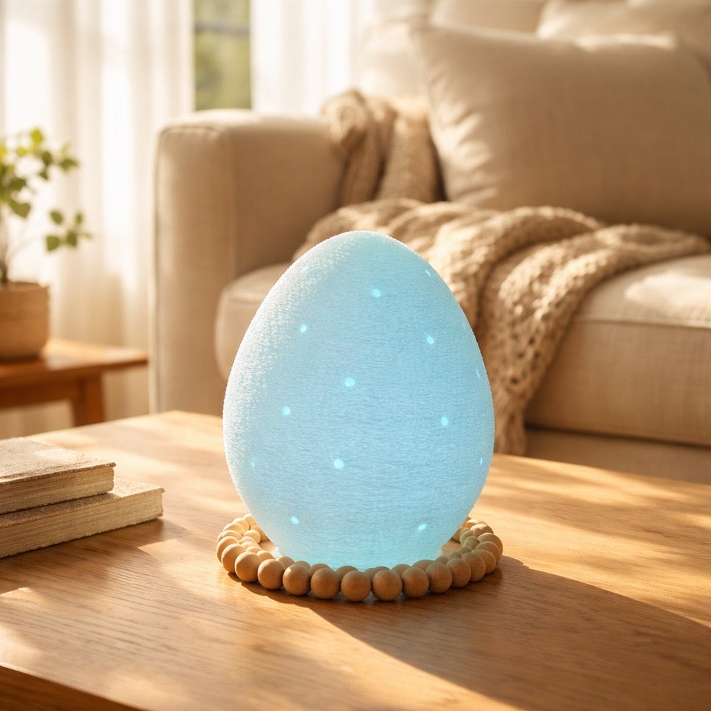 🥚Leuchtender Osterei LED-Teelichthalter mit Perlensockel