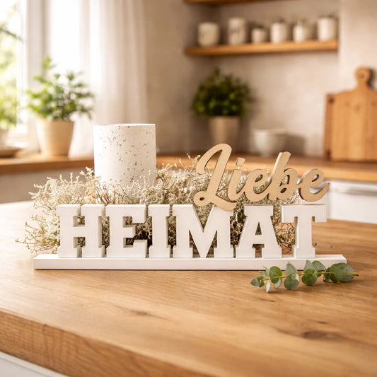 🤍 „Heimat Liebe“ Schriftzug – Dekoratives Statement